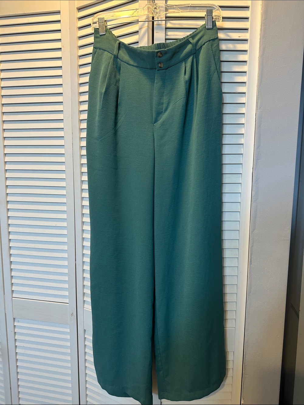High-Waist Wide Leg Teal Pants